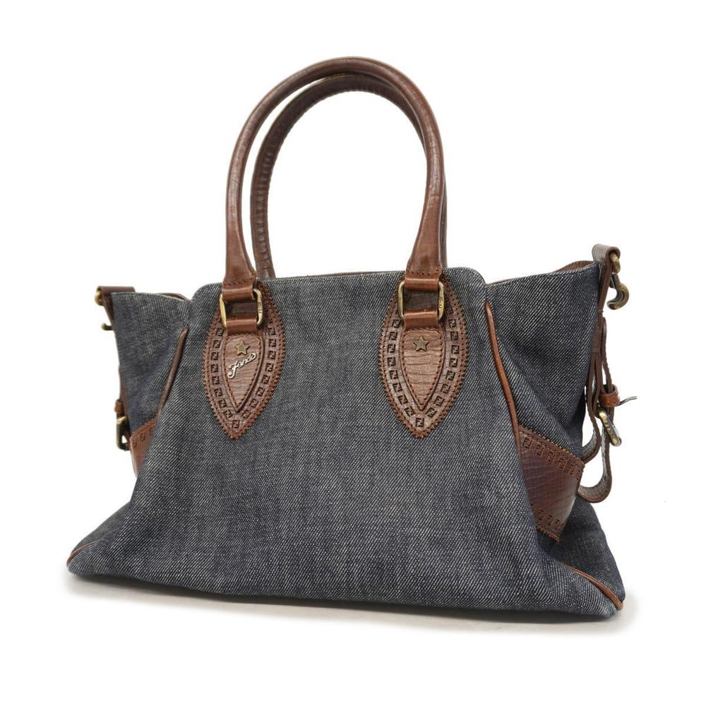 Fendi Denim Tote Bag Brown Blue